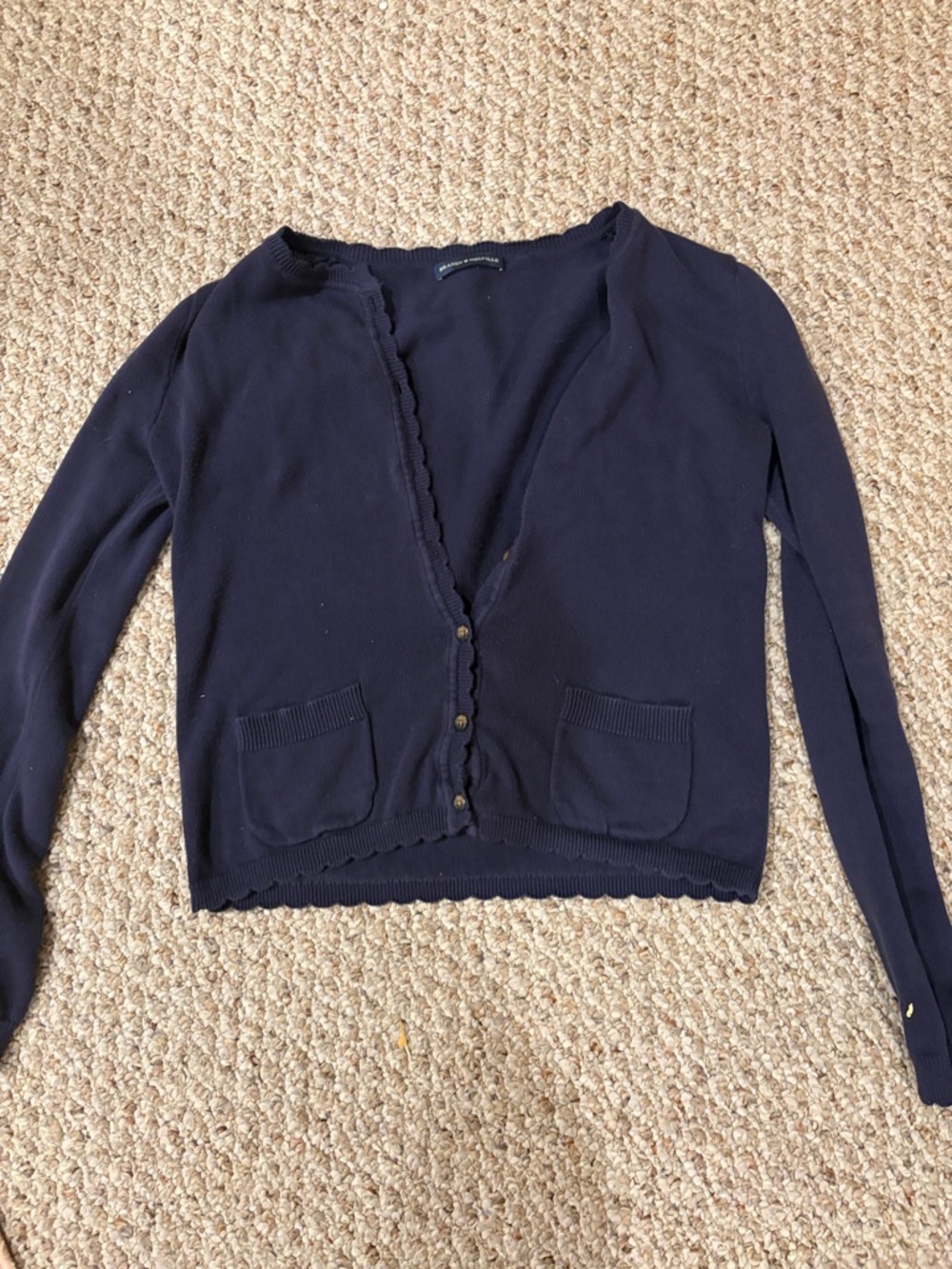 Brandy Melville Navy Scalloped-Edge Cardigan